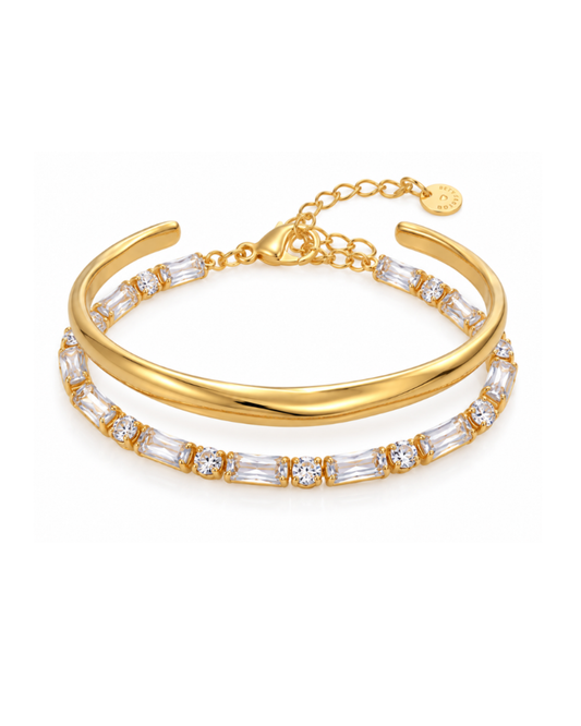 The Elevated Bangle Set in Gold