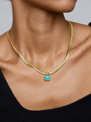 Turquoise Bezel Square Pendant